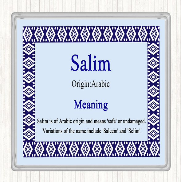 Salim Name Meaning Drinks Mat Coaster Blue