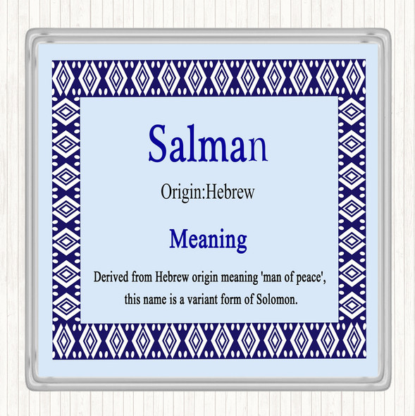 Salman Name Meaning Drinks Mat Coaster Blue