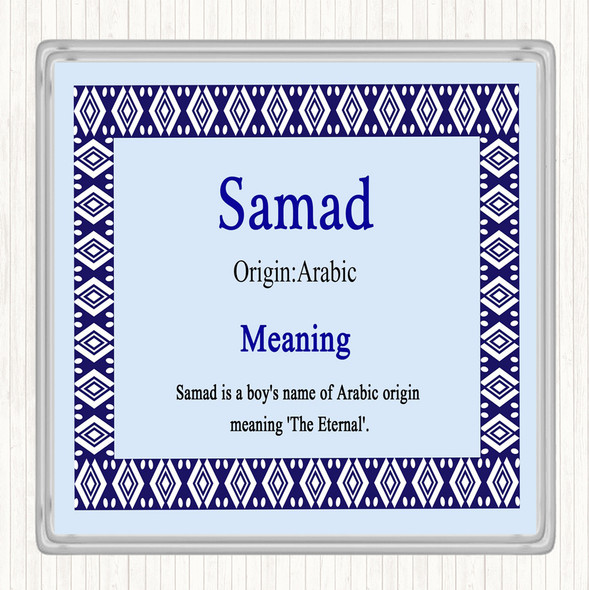 Samad Name Meaning Drinks Mat Coaster Blue