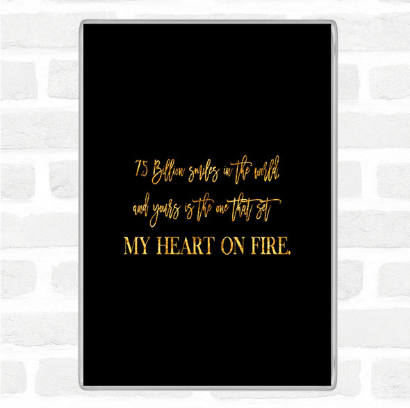 Black Gold Heart On Fire Quote Jumbo Fridge Magnet