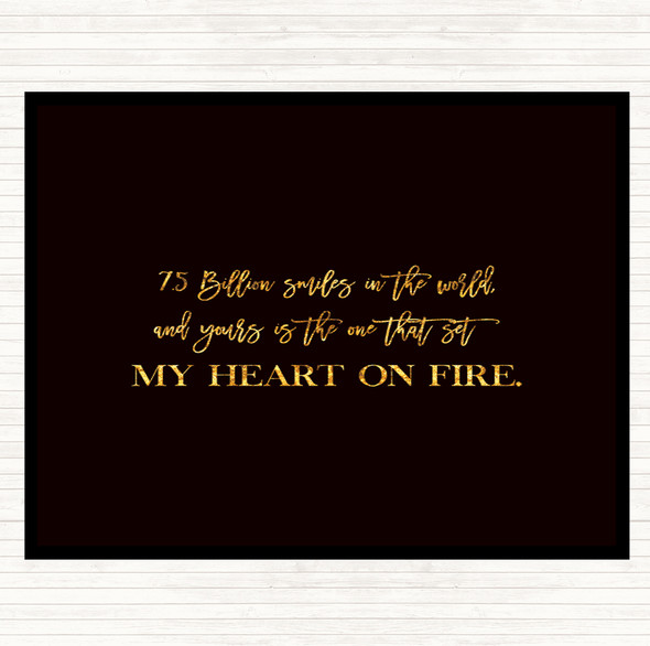 Black Gold Heart On Fire Quote Dinner Table Placemat