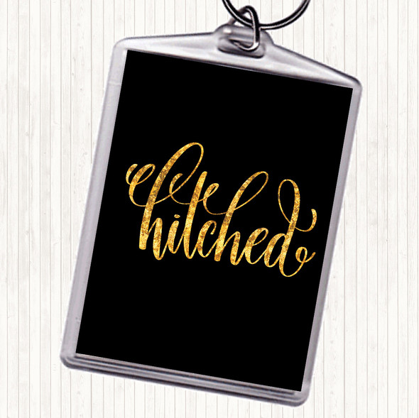 Black Gold Hitched Quote Bag Tag Keychain Keyring