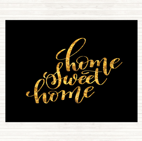 Black Gold Home Sweet Swirl Quote Mouse Mat Pad