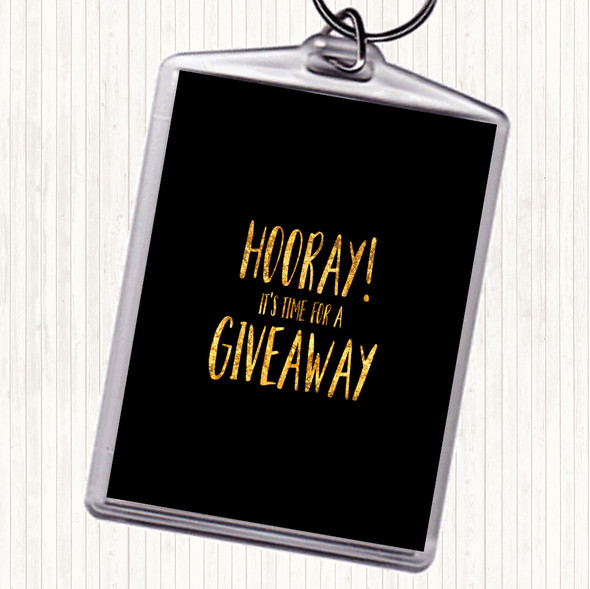 Black Gold Hooray Quote Bag Tag Keychain Keyring