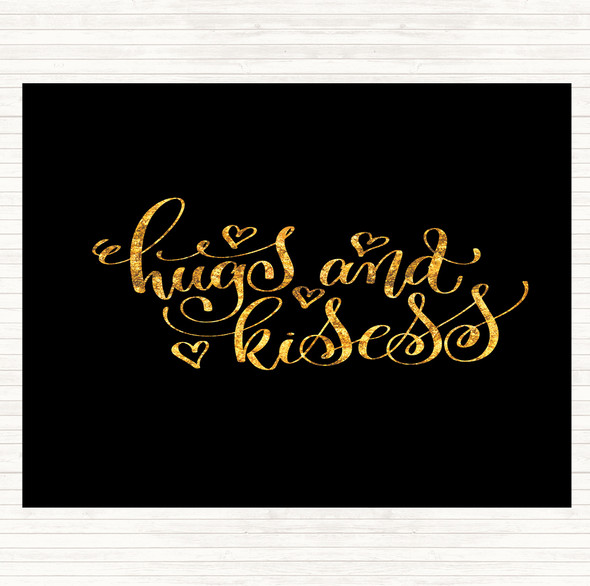 Black Gold Hugs And Kisses Quote Mouse Mat Pad