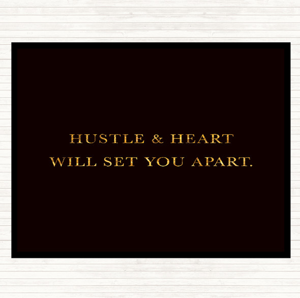 Black Gold Hustle And Heart Quote Mouse Mat Pad