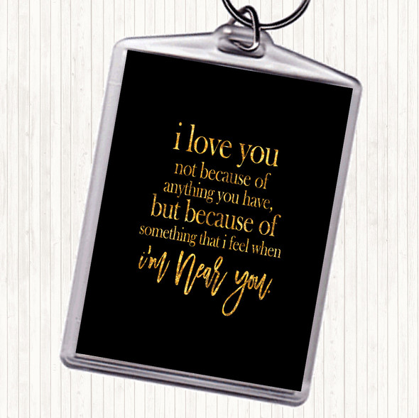 Black Gold I Love You Quote Bag Tag Keychain Keyring