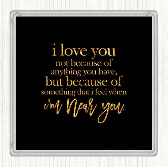 Black Gold I Love You Quote Drinks Mat Coaster