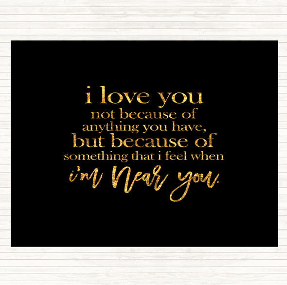 Black Gold I Love You Quote Dinner Table Placemat