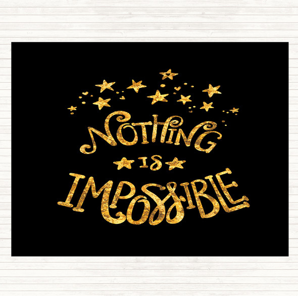 Black Gold Impossible Unicorn Quote Dinner Table Placemat