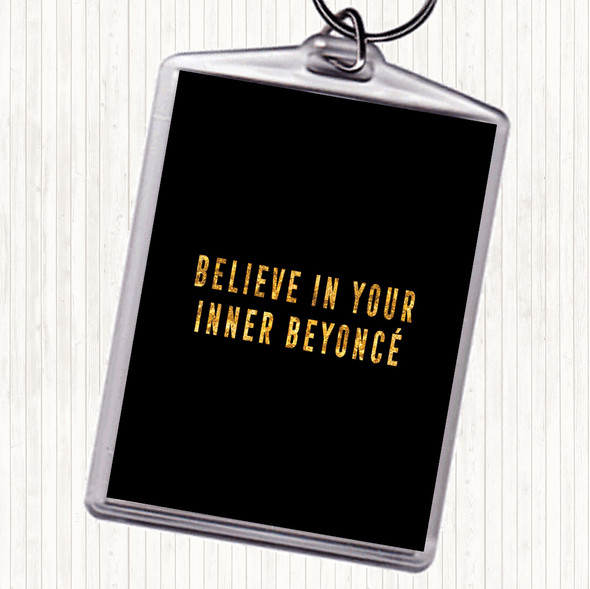 Black Gold Inner Beyonce Quote Bag Tag Keychain Keyring