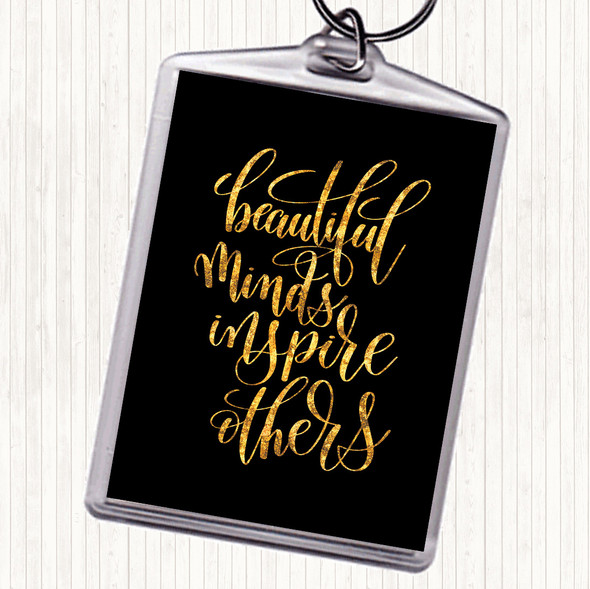 Black Gold Inspire Others Quote Bag Tag Keychain Keyring