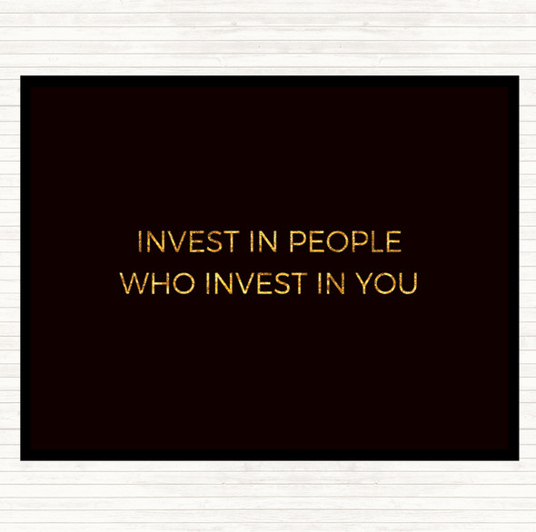 Black Gold Invest In People Quote Mouse Mat Pad