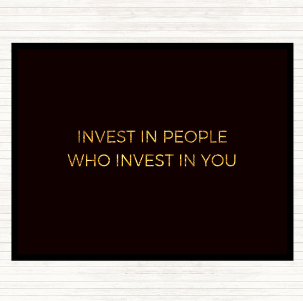 Black Gold Invest In People Quote Dinner Table Placemat