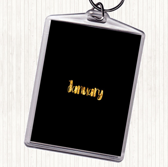 Black Gold January Quote Bag Tag Keychain Keyring