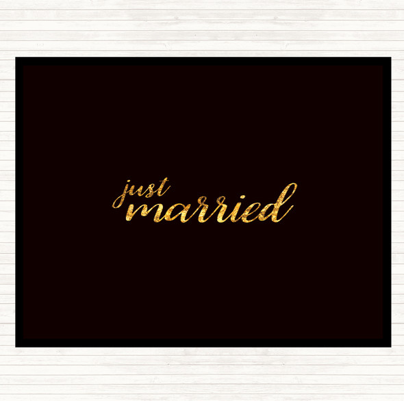 Black Gold Just Married Quote Mouse Mat Pad
