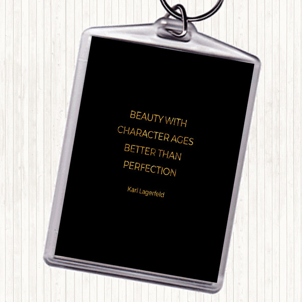 Black Gold Karl Beauty Ages Quote Bag Tag Keychain Keyring