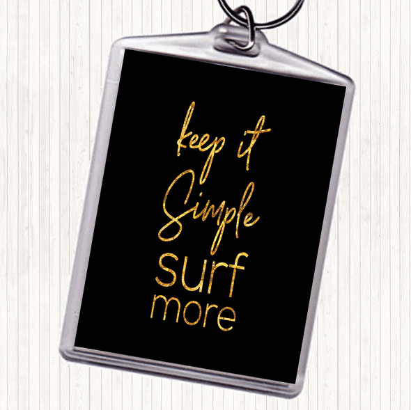 Black Gold Keep It Simple Quote Bag Tag Keychain Keyring
