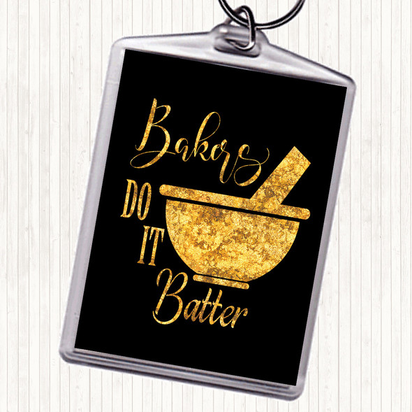 Black Gold Bakers Do It Batter Quote Bag Tag Keychain Keyring