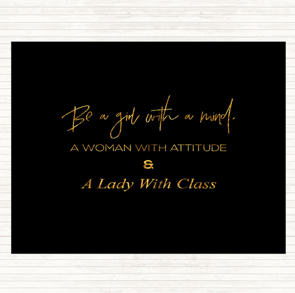Black Gold Lady With Class Quote Mouse Mat Pad