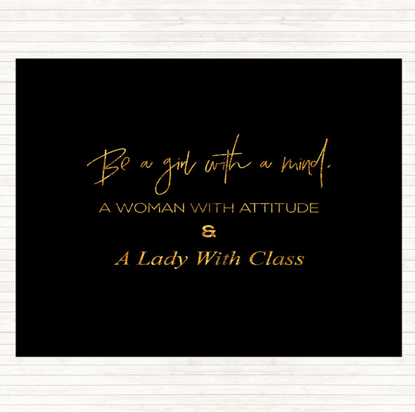 Black Gold Lady With Class Quote Dinner Table Placemat