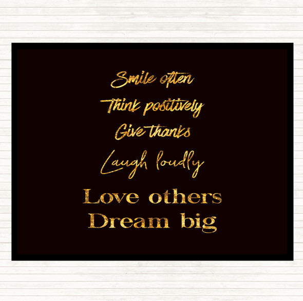 Black Gold Laugh Loudly Quote Mouse Mat Pad