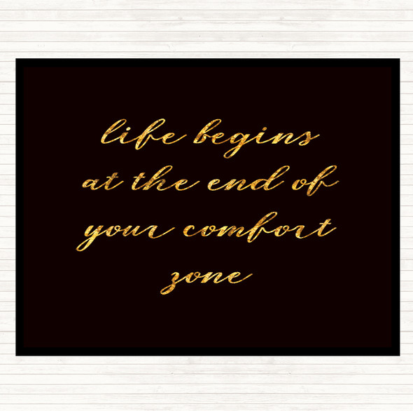 Black Gold Life Begins Quote Mouse Mat Pad