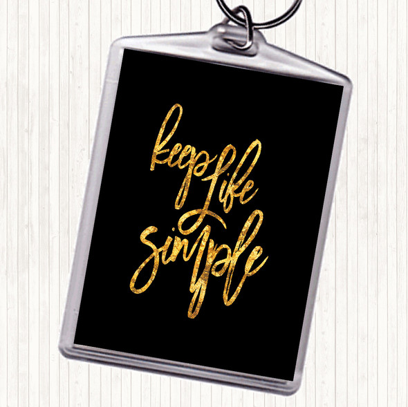 Black Gold Life Simple Quote Bag Tag Keychain Keyring