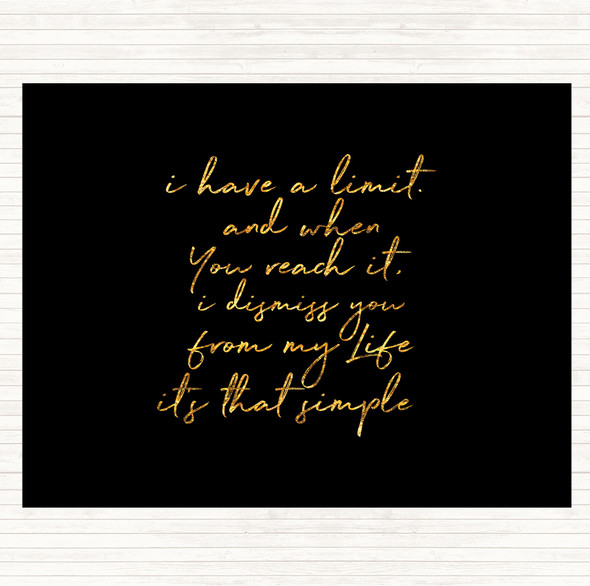 Black Gold Limit Quote Dinner Table Placemat