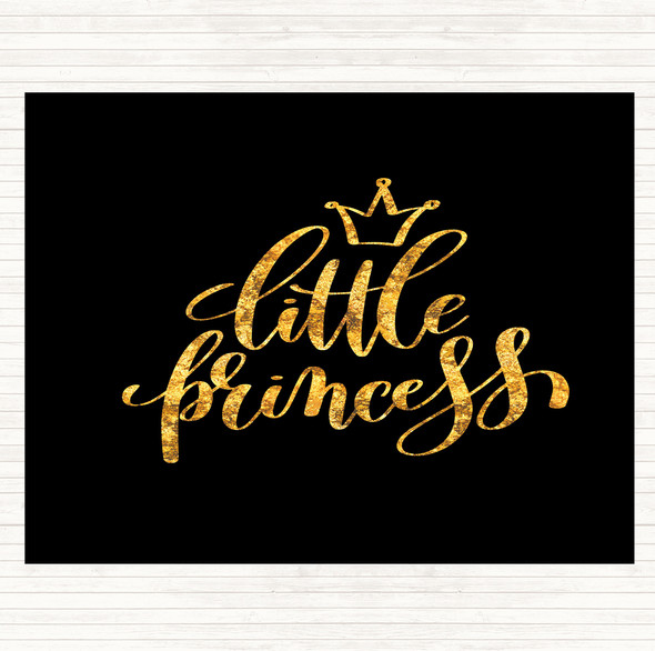 Black Gold Little Princess Quote Mouse Mat Pad