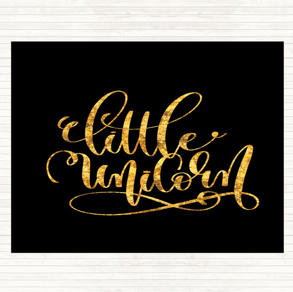 Black Gold Little Unicorn Quote Mouse Mat Pad