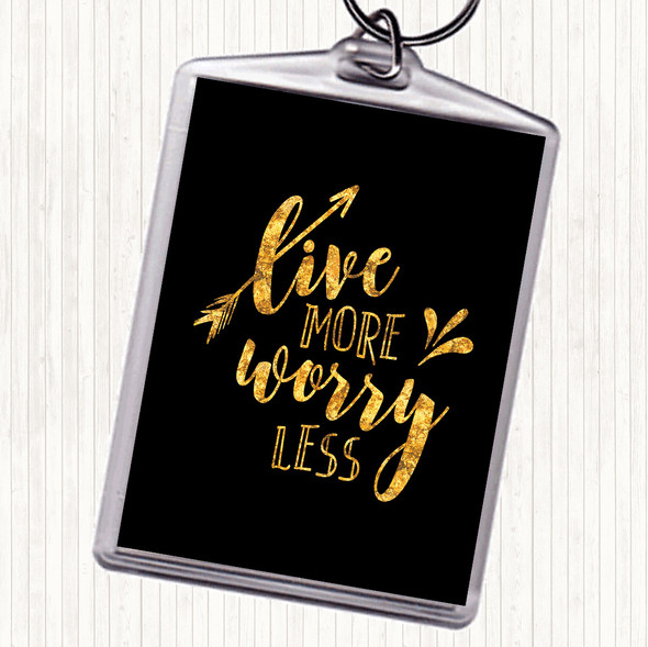 Black Gold Live More Arrow Quote Bag Tag Keychain Keyring