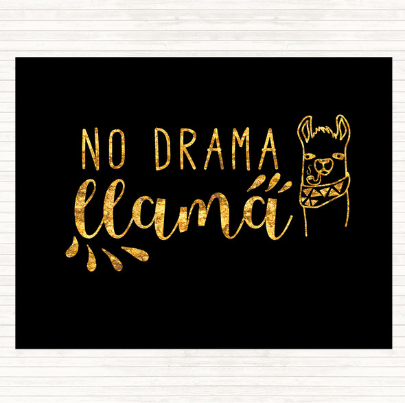 Black Gold Llama Quote Dinner Table Placemat