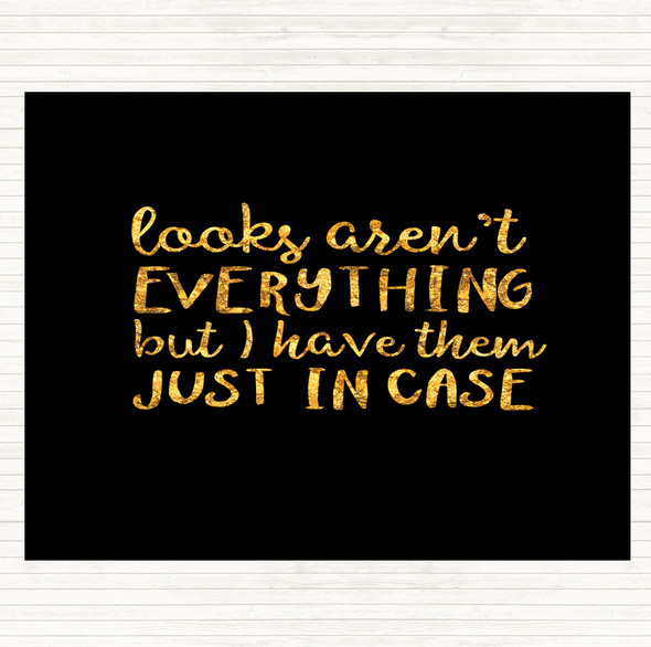 Black Gold Looks Aren't Everything Quote Mouse Mat Pad