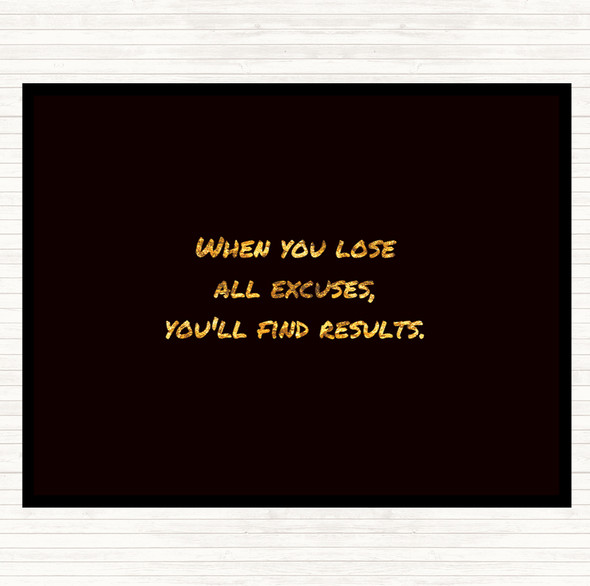 Black Gold Lose All Excuses Quote Mouse Mat Pad
