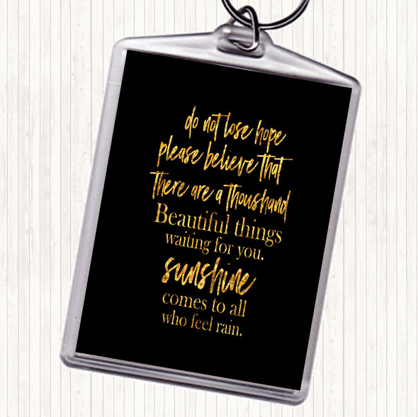 Black Gold Lose Hope Quote Bag Tag Keychain Keyring
