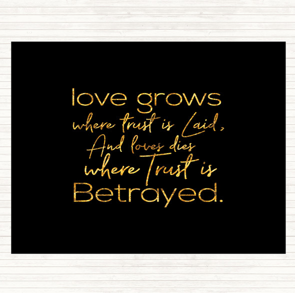 Black Gold Love Grows Quote Mouse Mat Pad