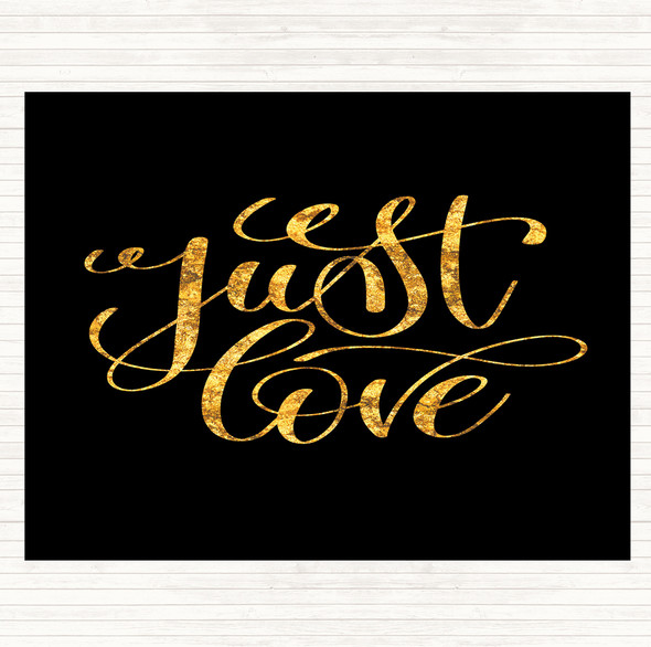 Black Gold Love Swirl Quote Dinner Table Placemat