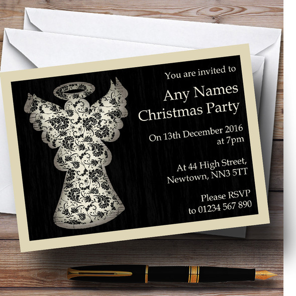 Damask Angel Personalised Christmas Party Invitations