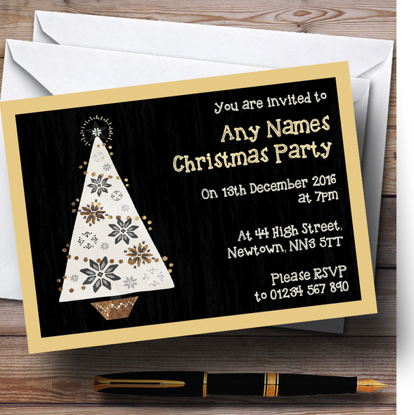 Doodle Xmas Tree Personalised Christmas Party Invitations