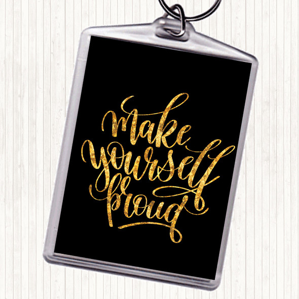 Black Gold Make Yourself Pound Quote Bag Tag Keychain Keyring