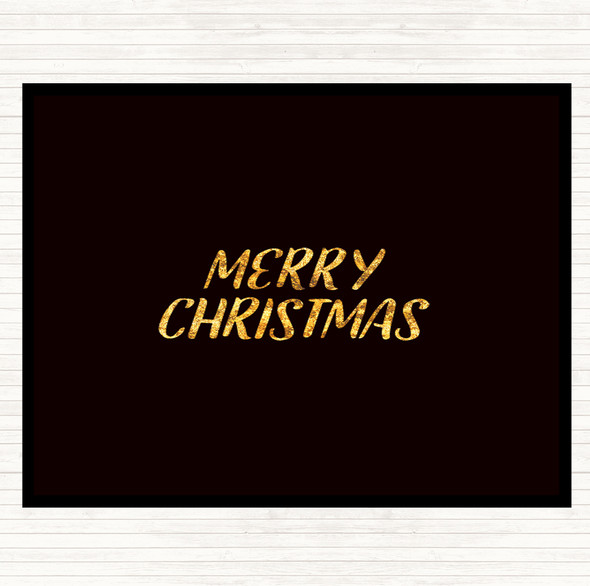 Black Gold Merry Christmas Quote Mouse Mat Pad