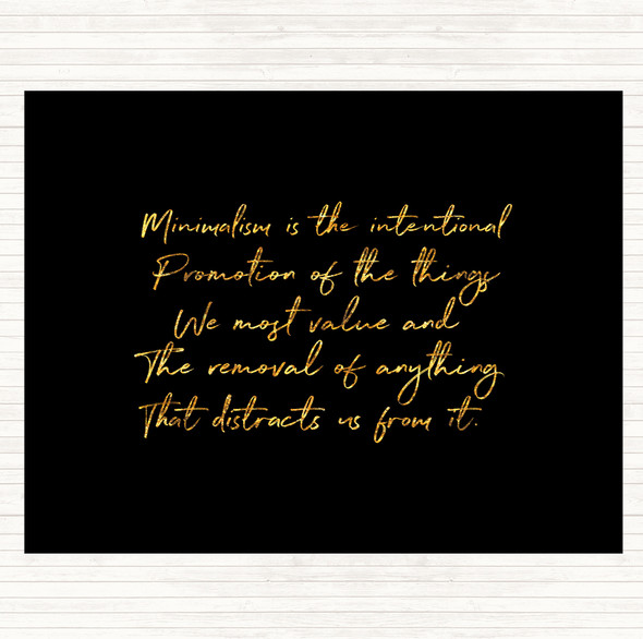 Black Gold Minimalism Quote Mouse Mat Pad