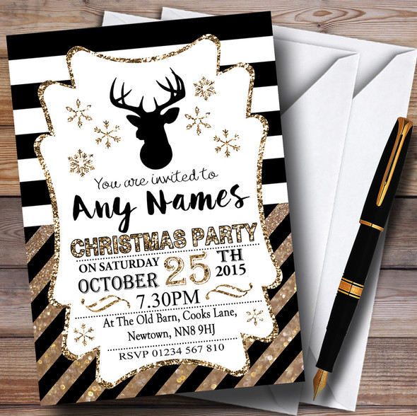 Bronze Stripes Personalised Christmas Party Invitations