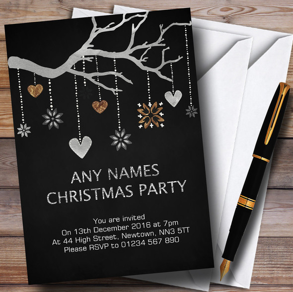 Chalk Effect Decorated Tree Personalised Christmas Party Invitations