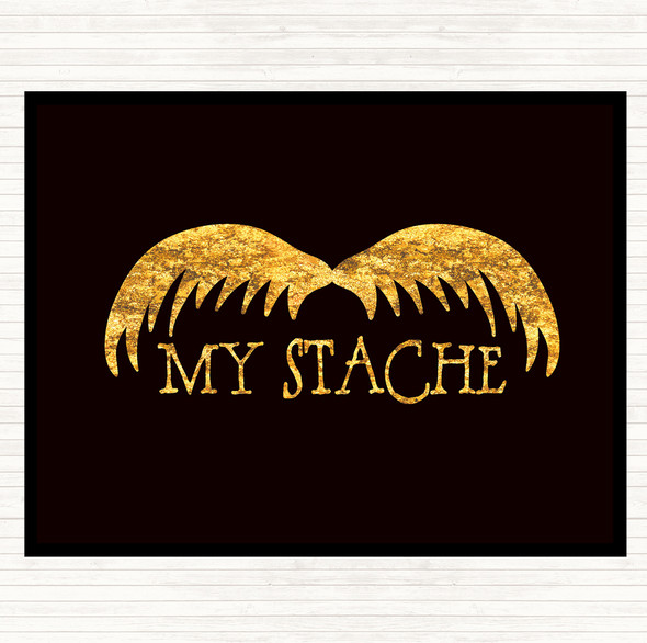 Black Gold Mustache Word Art Quote Mouse Mat Pad