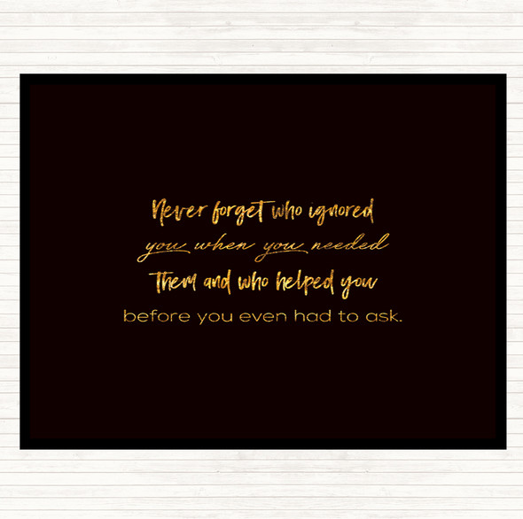 Black Gold Never Forget Who Ignored You Quote Mouse Mat Pad