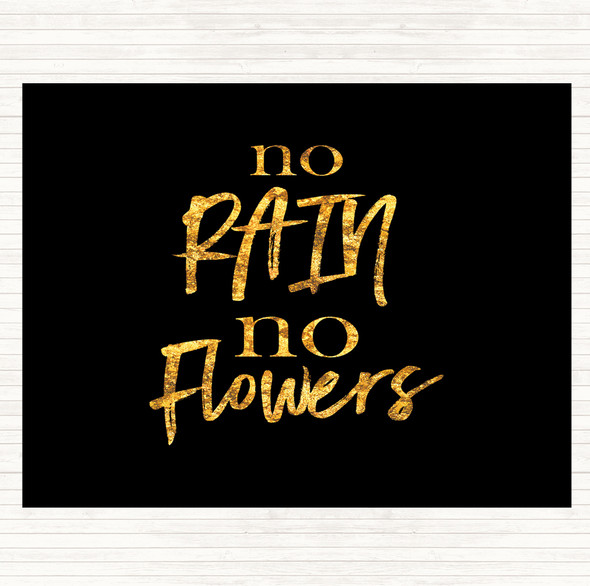 Black Gold No Rain Quote Mouse Mat Pad