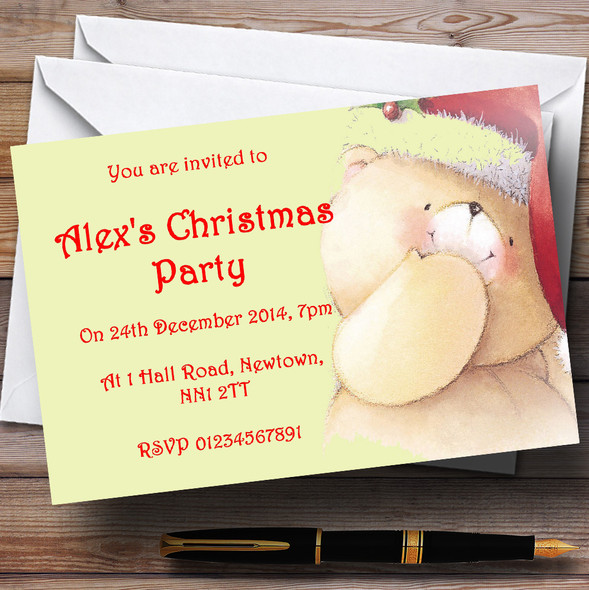 Adorable Bear Personalised Christmas Party Invitations