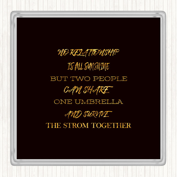 Black Gold One Umbrella Quote Drinks Mat Coaster